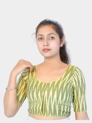 Women’s Cotton Ikkat Print Half Sleeve Stitched, Ready To Wear Blouse For Women