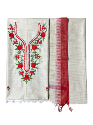 Riyashree Women’s Embroidered Cotton Unstitched Salwar Suit Dress Material for Women | Salwar Suit with Dupatta Set | Salwar – 2.5 M, Bottom – 2.5 M, Dupatta – 2.5 M