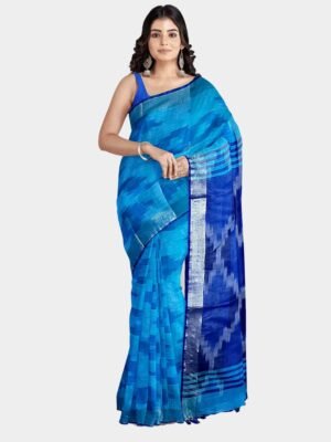 Cotton Ikkat Saree for Women | Traditional Saree Ikat Design with Blouse Piece for Women & Girls | 6.50 Meters (Saree – 5.50 Mtrs, Blouse Piece – 100 Cms)