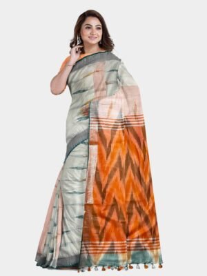 Cotton Ikkat Saree for Women | Traditional Saree Ikat Design with Blouse Piece for Women & Girls | 6.50 Meters (Saree – 5.50 Mtrs, Blouse Piece – 100 Cms)